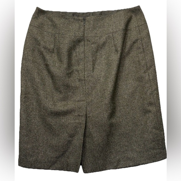 Talbots Vintage Green Tweed Wool Silk Blend Pencil Skirt Back zip above knee USA - Picture 2 of 10